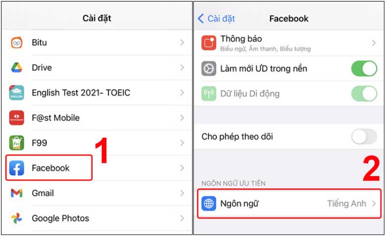 Cách cài Tiếng Việt cho Facebook trên điện thoại iPhone: Bước 1