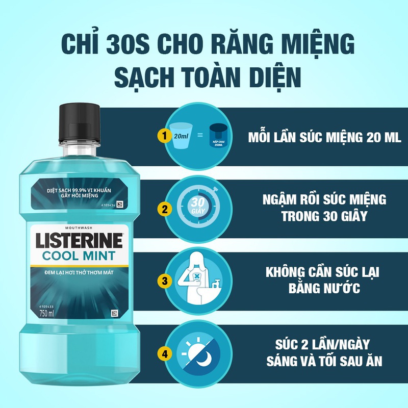 Cách sử dụng nước súc miệng Listerine cho răng miệng khỏe mạnh