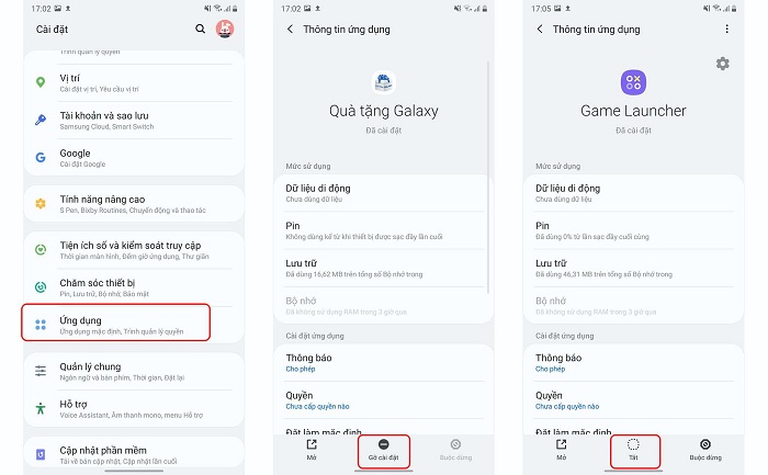 Tắt các ứng dụng mặc định trên thiết bị Samsung