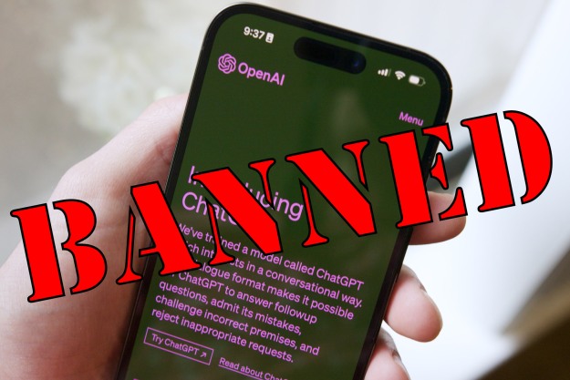 ChatGPT on a smartphone with Banned written across it.