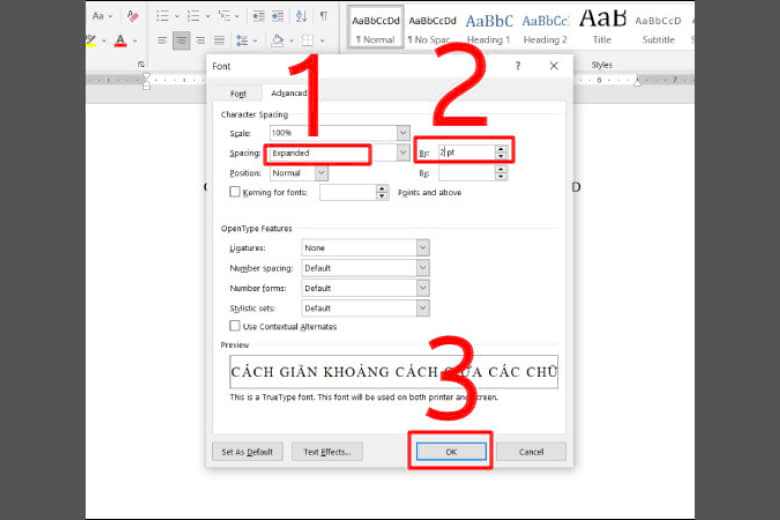 chỉnh khoảng cách chữ trong word