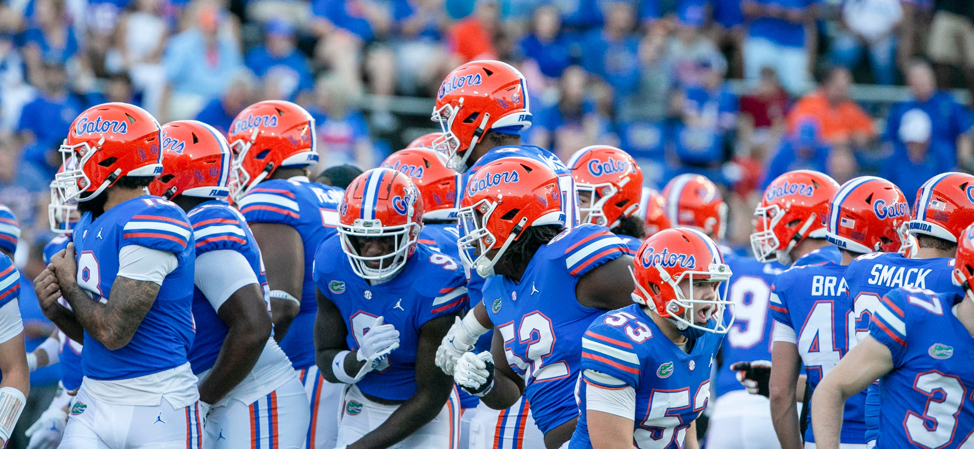 Florida Gators get fired up before Florida takes on LSU at Steve Spurrier Field at Ben Hill Griffin Stadium in Gainesville, FL on Saturday, October 15, 2022. [Alan Youngblood/Gainesville Sun]Ncaa Football Florida Gators Vs Lsu